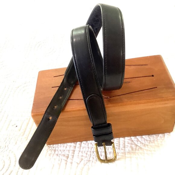Vintage COACH Black Leather Belt Brass Buckle men’s Size 34/85 Dressy USA - Picture 1 of 10
